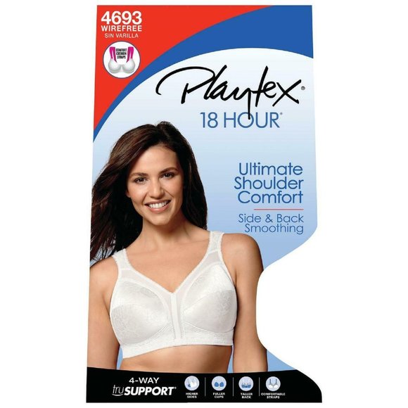 40DD Playtex Women's 18 Hour Original Comfort Strap Wirefree Bra in SAILOR BLUE - Picture 3 of 8
